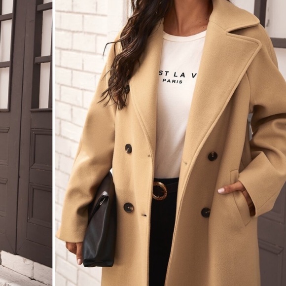 NWT ZARA Wool Coat Light Camel XXL Blogger’s Fav - Picture 2 of 12